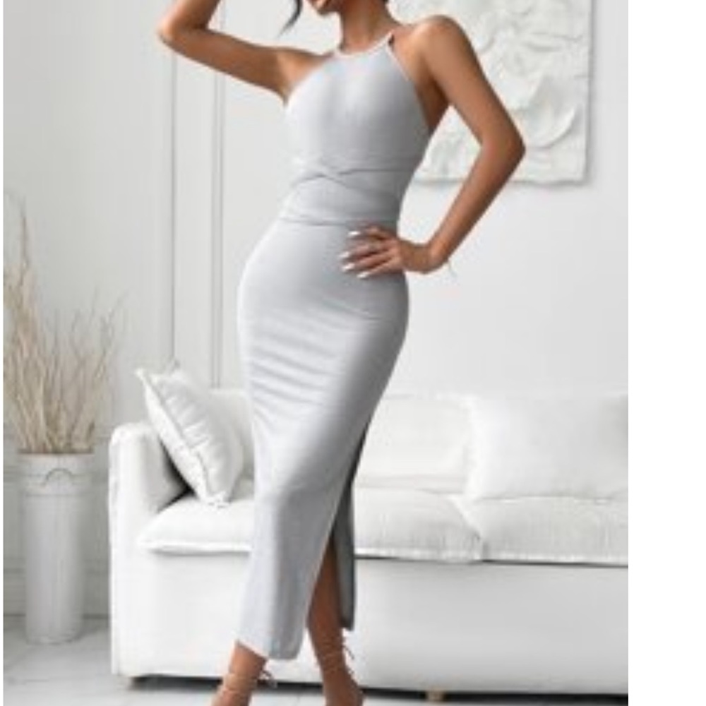 Light gray halter dress